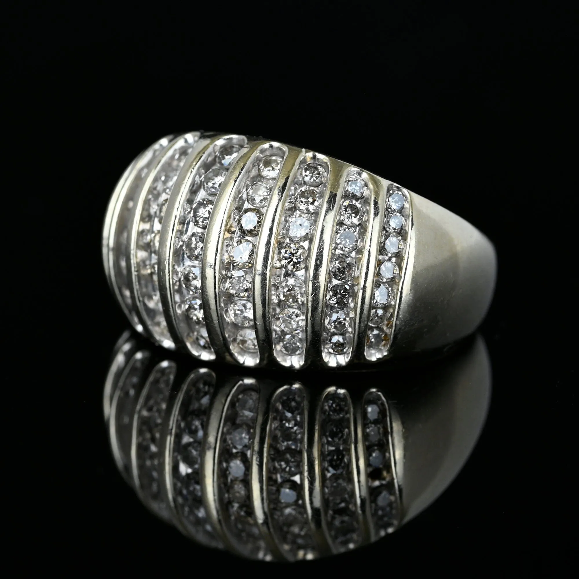 Vintage White Gold Diamond Dome Cocktail Ring