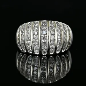 Vintage White Gold Diamond Dome Cocktail Ring