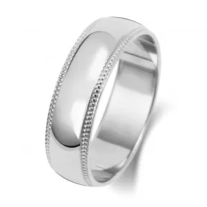 Wedding Band 18K D Shape Millgrain 6mm-1.8 Wedding  Ring WQ186WH
