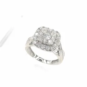 Women’s 9ct White Gold Statement Diamond Cluster Ring-1.00ct