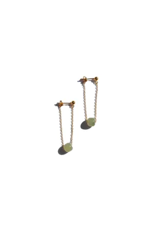 Zodiac collection | Libra — Skinny gold chain jade earrings