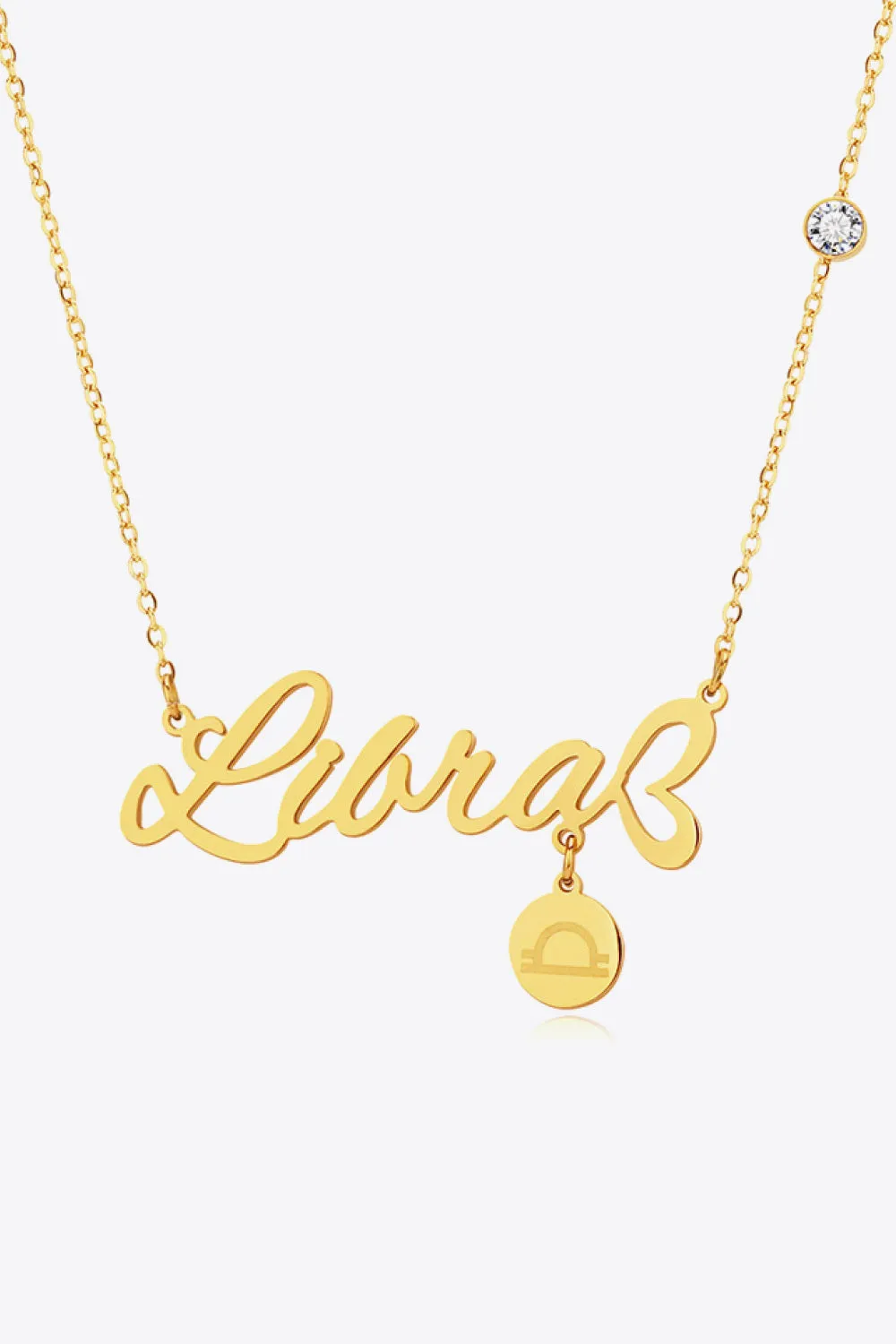 Zodiac Pendant Zircon Necklace